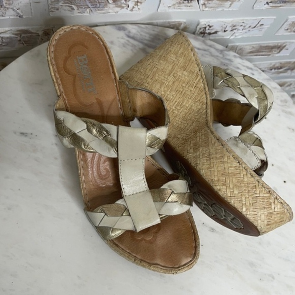 Metallic Gold Wedge Sandals